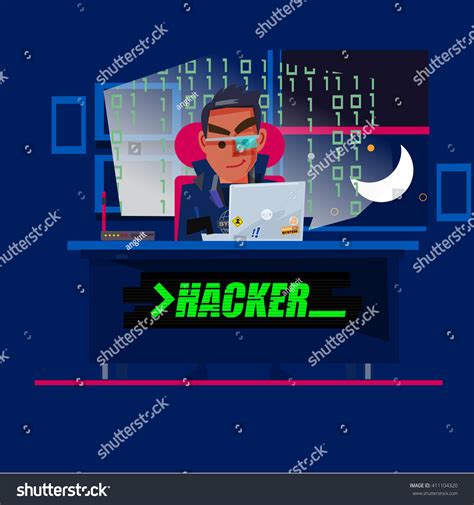 A talented hacker character design in darkness - Royalty Free Stock Vector 411104320 - Avopix.com