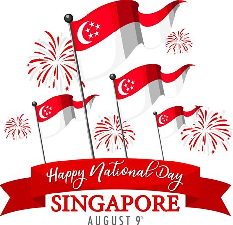 Singapore National Day banner with Singapore flag and fireworks 2906766 Vector Art at Vecteezy