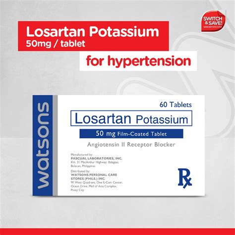 WATSONS GENERICS, Watsons Losartan 50mg 1tablet [PRESCRIPTION REQUIRED] | Watsons Philippines