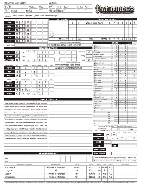 Pathfinder fillable character sheet pdf - lasopanews