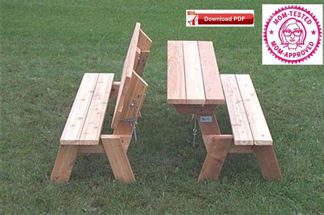 Folding Picnic Table Plan/folding Bench Plan/combo Picnic Table-bench ...