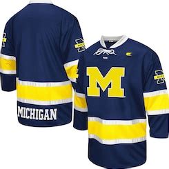 Michigan Wolverines Face Off Hockey Jersey – Navy Blue