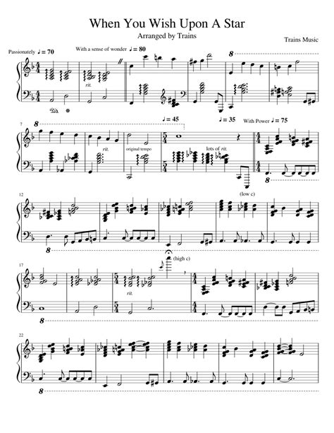 When you wish upon a star Arrangement Sheet music for Piano (Solo) | Musescore.com