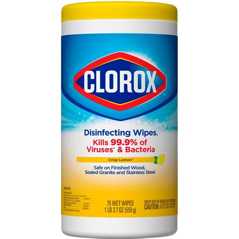 Clorox Disinfecting Wipes - Wipe - Lemon Scent - 7" (177.8 mm) Width x 7.5" (190.5 mm) Length ...