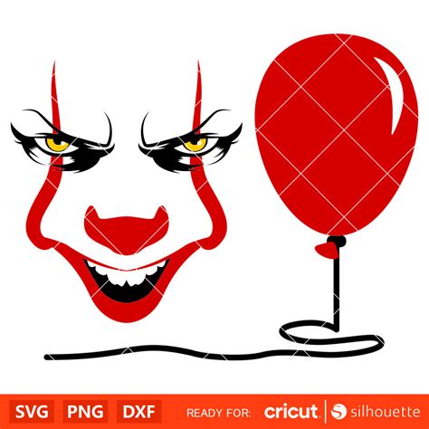 Pennywise Face & Balloon Svg, Dancing Clown Svg, Halloween Svg, Horror ...