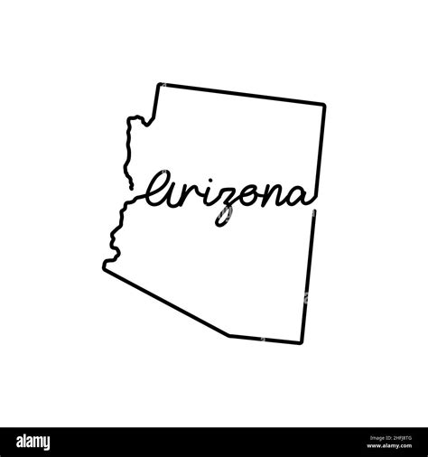 Arizona US state outline map with the handwritten state name ...