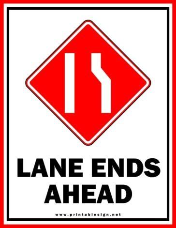 Printable Lane Ends Ahead Sign | FREE Download