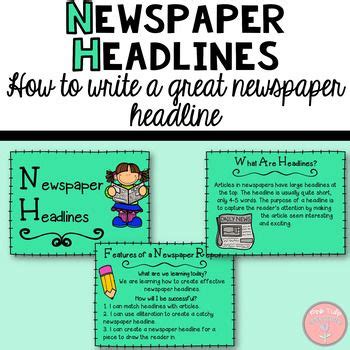 Newspaper Report Headlines - PowerPoint All my PowerPoint lessons are ...