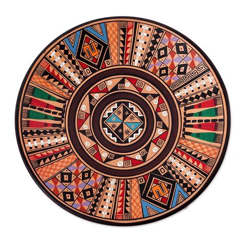 Decorative Ceramic Cuzco Plate - Inca Star