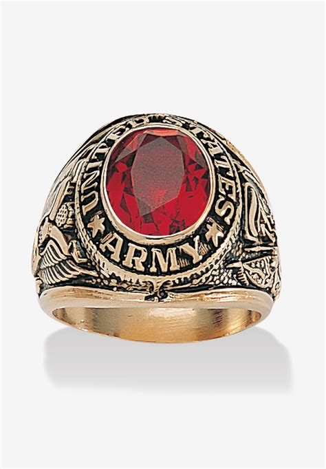 Gold-Plated Army Ruby Men's Ring, Ruby | King Size