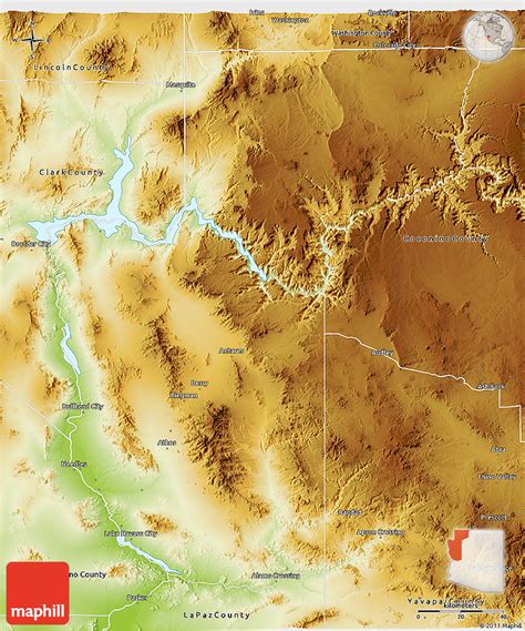 Physical 3D Map of Mohave County