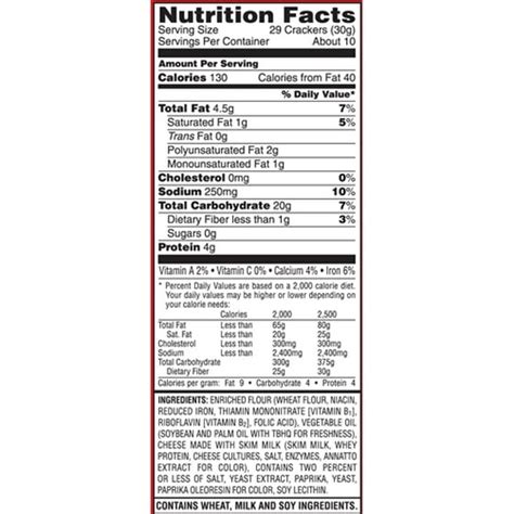 cheez it nutrition facts