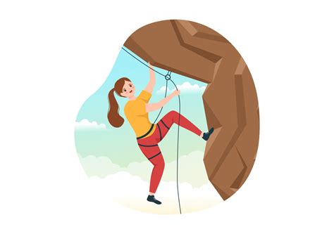 Cliff Climbing Illustration with Climber Climb Rock Wall or Mountain Cliffs and Extreme Activity ...