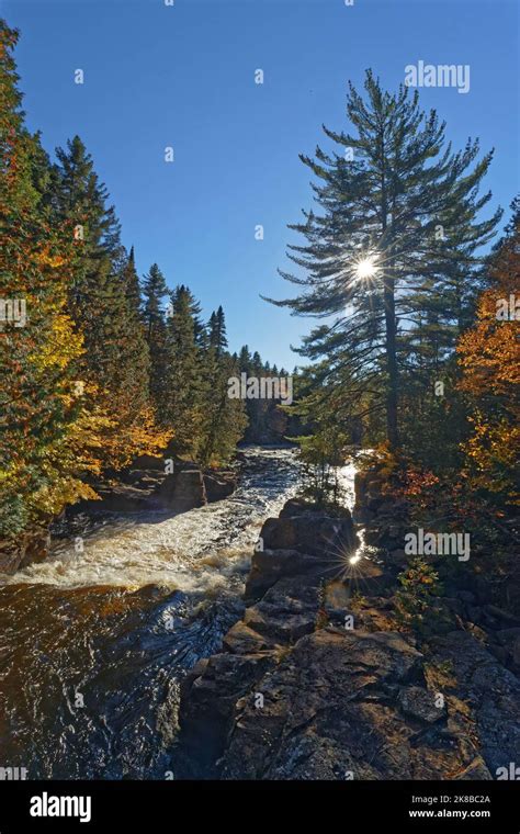 The waterfalls called Chutes Croches at sunset, Mont-Tremblant National Park, Quebec Stock Photo ...