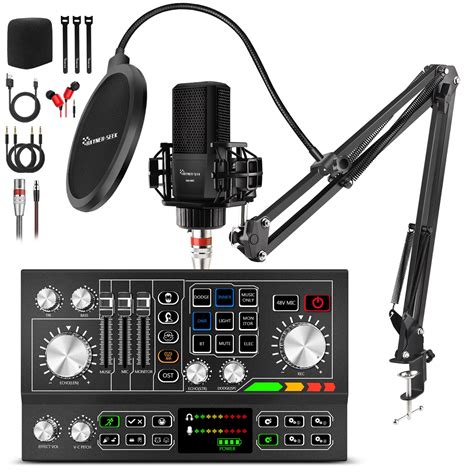 Podcast Equipment Bundle Aluminum Shell with 48V Condenser Microphone ...