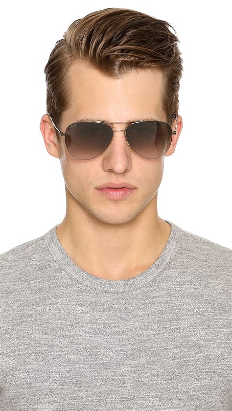 Gucci Aviator Sunglasses in Metallic for Men | Lyst