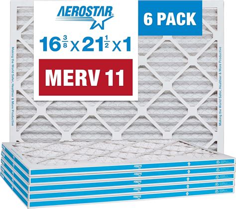 Amazon.com: Aerostar 16 3/8 x 21 1/2 x 1 MERV 11 Pleated Air Filter, AC Furnace Air Filter, 6 ...