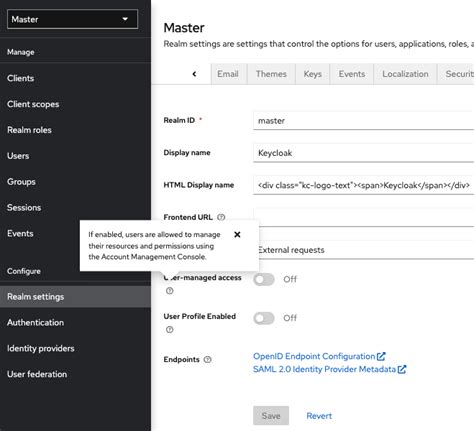 Configuring realms :: Keycloak Docs