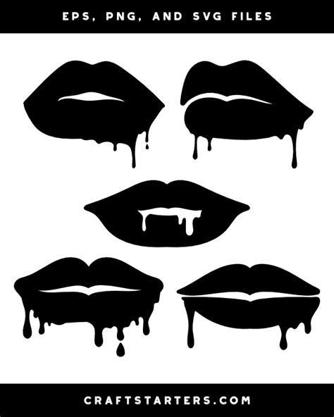 Dripping Lips Silhouette Clip Art