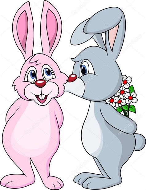 Lapin dessin animé baiser — Image vectorielle tigatelu © #19591337