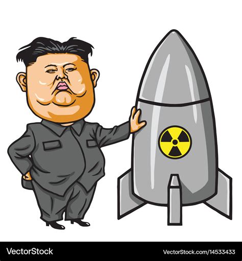 Kim joung-un with nuclear missile cartoon Vector Image