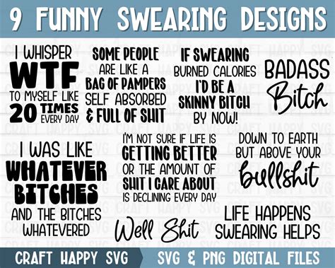 Swearing SVG PNG Bundle Funny Sarcasm Swear Words Quote Svg Sarcastic Humor Svg Sassy Cussing ...