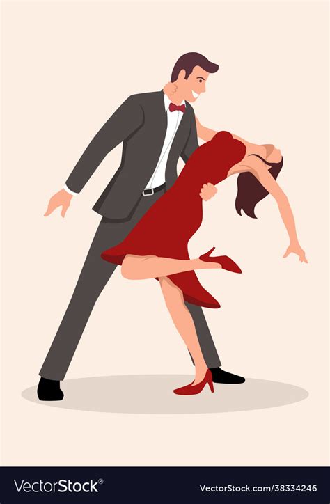 Cartoon couple dancing Royalty Free Vector Image