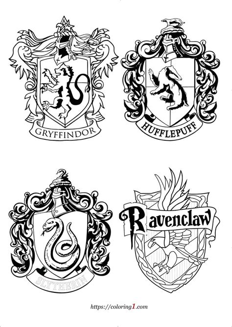 Hogwarts House Crests Coloring Pages