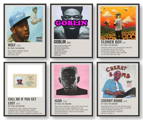 Buy ZJNB Tyler The Creator , Album Cover Limited Edition s, Music s (Set of 6, 8in x 10in ...