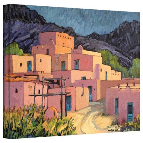 Taos Pueblo On Canvas Print | Taos pueblo, Desert painting, Taos art