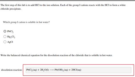 Solved The first step of this lab is to add HCl to the ion | Chegg.com