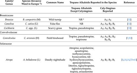 Associated tropane alkaloids containing weed plants in food in Europe. | Download Scientific Diagram