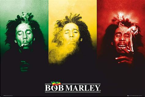 Bob Marley (3 Faces, Smoking) 36x24 Music Art Print Poster College Dorm Room - Walmart.com ...