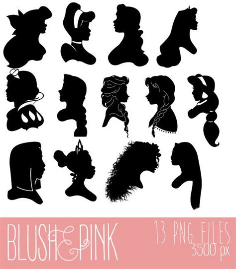 Disney Princesses Profile Silhouettes / PNG / Digital Download | Etsy Canada | Disney princess ...