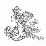 Corals And Sponges Grow On A Tall Decorative Sea Rock Linear Drawing  sketch template