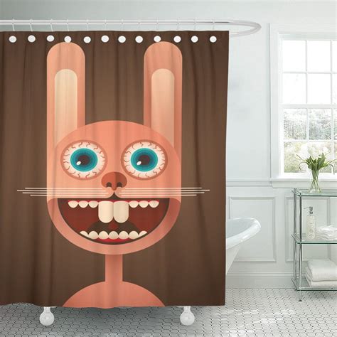 KSADK Weird Comic Rabbit Face Character Funny Absurd Animal Shower Curtain Bathroom Curtain ...