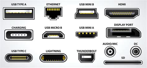 Premium Vector | Set of computer connectors or usb universal connector symbols or various usb ...