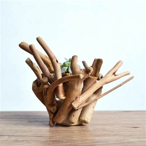 Handmade Driftwood Vase Creative Flower Pots Succulents Planters Eco Natural Wooden Home/Coffee ...