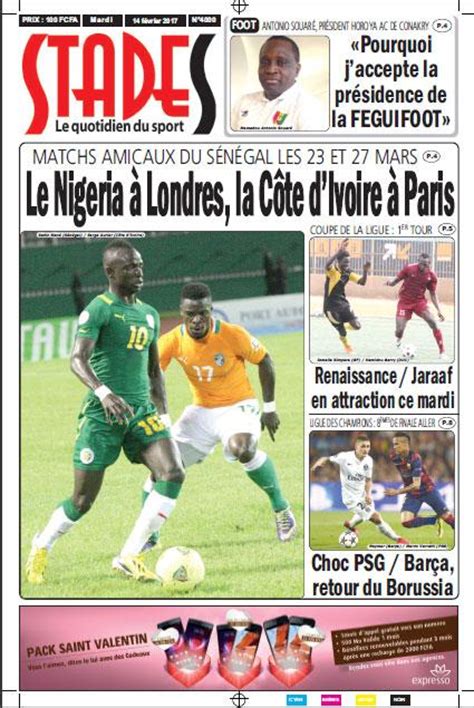 Matchs amicaux du Sénégal 23 et 27 mars 2017 MARS : Nigeria à Londres, Côte d’ivoire à Paris(Stades)