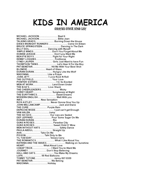 Kids in America 80’s Band - Bialek's Music