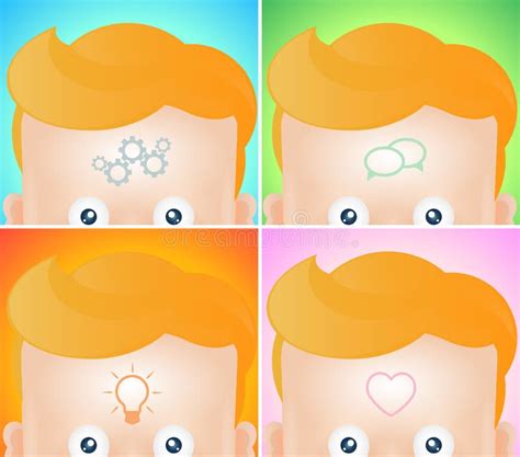 Four Funny Cartoon Heads with Visualization Stock Vector - Illustration of emotions, nose: 63627659