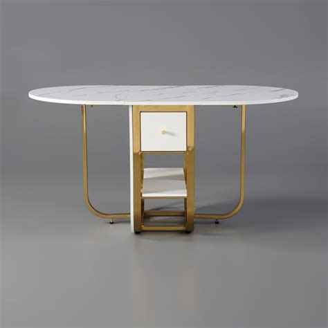 Free Shipping on Fabled Modern Extendable White Dining Table with Wood ...