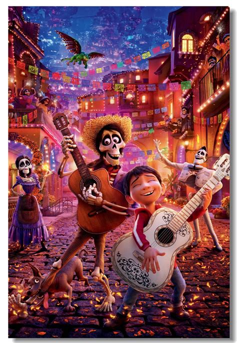 Custom Canvas Wall Paintings Coco Movie Poster Coco Festival Of Death Wall Sticker Miguel Hector ...