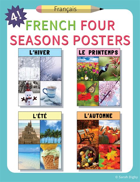 These four French four seasons posters for each of the seasons feature ...