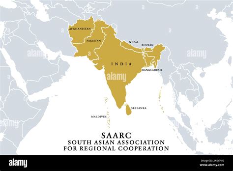 SAARC, member states, political map. The South Asian Association for ...