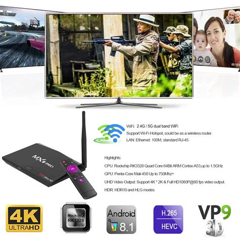 MX9 Pro Android 8.1 TV Box RK3328 Quad Core 64Bit 2G + 16G H.265 UHD 4K ...