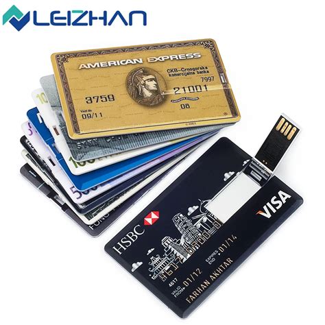 LEIZHAN Personalized Credit Card USB Stick HSBC Visa Customized USB Flash Drive 64g 32g 16g 8g ...