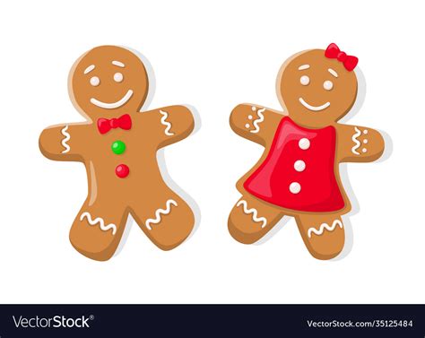 Holiday gingerbread boy and girl isolated Vector Image