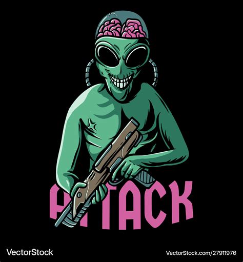 Alien attack Royalty Free Vector Image - VectorStock