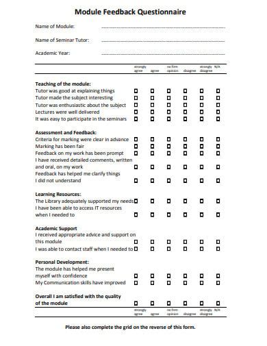 21+ Feedback Questionnaire Templates in PDF | Free & Premium Templates